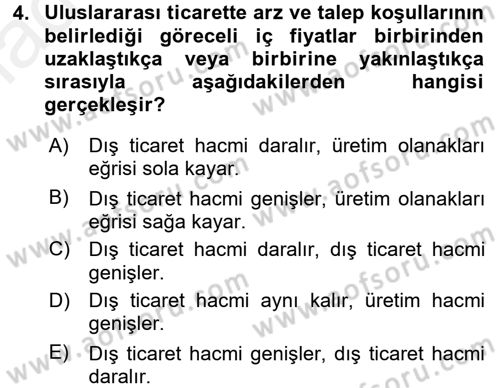 Uluslararası İktisat Teorisi Dersi 2017 - 2018 Yılı 3 Ders Sınav Soruları 4. Soru