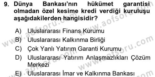 Uluslararası İktisat Teorisi Dersi 2017 - 2018 Yılı 3 Ders Sınav Soruları 9. Soru