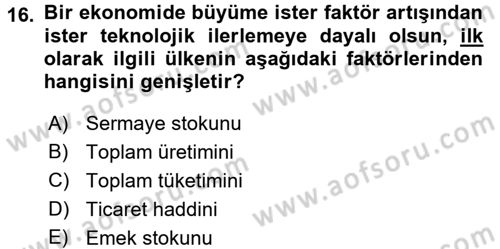 Uluslararası İktisat Teorisi Dersi 2017 - 2018 Yılı (Vize) Ara Sınav Soruları 16. Soru