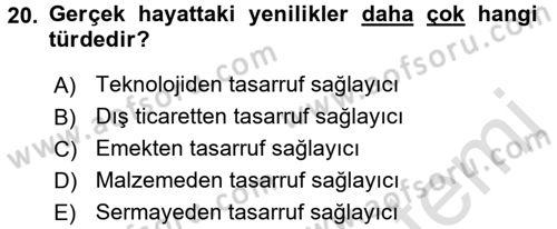 Uluslararası İktisat Teorisi Dersi 2017 - 2018 Yılı (Vize) Ara Sınav Soruları 20. Soru