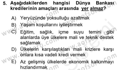 Uluslararası İktisat Teorisi Dersi 2017 - 2018 Yılı (Final) Dönem Sonu Sınav Soruları 5. Soru