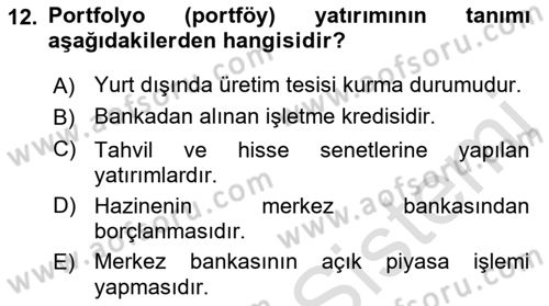 Uluslararası İktisat Teorisi Dersi 2018 - 2019 Yılı 3 Ders Sınav Soruları 12. Soru