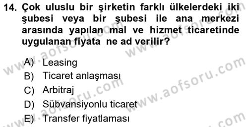 Uluslararası İktisat Teorisi Dersi 2018 - 2019 Yılı 3 Ders Sınav Soruları 14. Soru