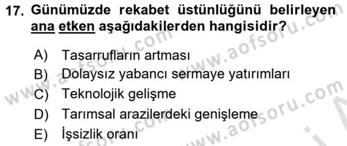 Uluslararası İktisat Teorisi Dersi 2018 - 2019 Yılı 3 Ders Sınav Soruları 17. Soru