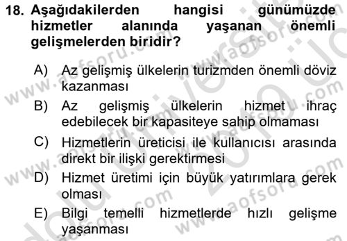 Uluslararası İktisat Teorisi Dersi 2018 - 2019 Yılı 3 Ders Sınav Soruları 18. Soru