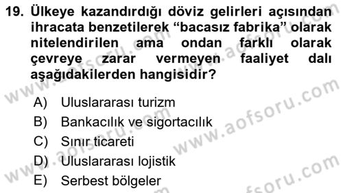 Uluslararası İktisat Teorisi Dersi 2018 - 2019 Yılı 3 Ders Sınav Soruları 19. Soru