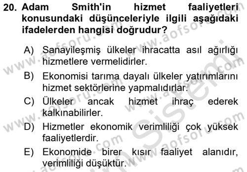 Uluslararası İktisat Teorisi Dersi 2018 - 2019 Yılı 3 Ders Sınav Soruları 20. Soru