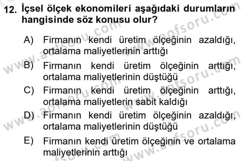 Uluslararası İktisat Teorisi Dersi Ara Sınavı Deneme Sınav Soruları 12. Soru