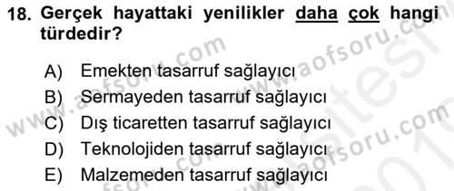 Uluslararası İktisat Teorisi Dersi Ara Sınavı Deneme Sınav Soruları 18. Soru