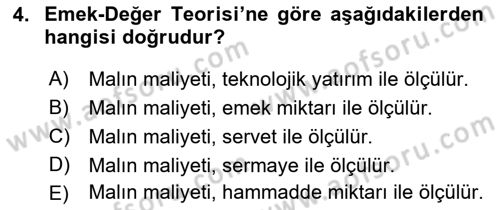 Uluslararası İktisat Teorisi Dersi Ara Sınavı Deneme Sınav Soruları 4. Soru