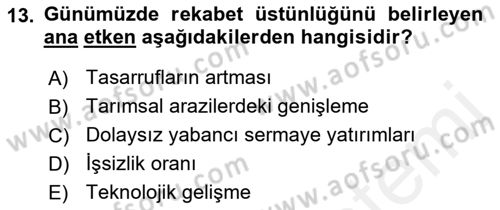 Uluslararası İktisat Teorisi Dersi 2018 - 2019 Yılı (Final) Dönem Sonu Sınav Soruları 13. Soru