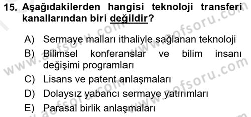 Uluslararası İktisat Teorisi Dersi 2018 - 2019 Yılı (Final) Dönem Sonu Sınav Soruları 15. Soru