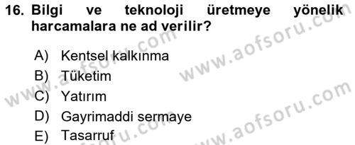 Uluslararası İktisat Teorisi Dersi 2018 - 2019 Yılı (Final) Dönem Sonu Sınav Soruları 16. Soru