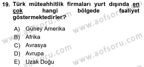 Uluslararası İktisat Teorisi Dersi 2018 - 2019 Yılı (Final) Dönem Sonu Sınav Soruları 19. Soru
