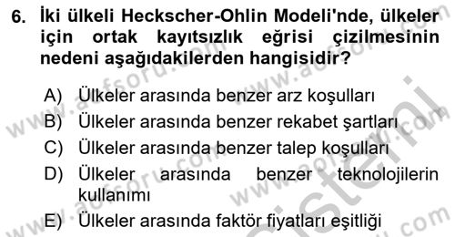 Uluslararası İktisat Teorisi Dersi 2018 - 2019 Yılı Yaz Okulu Sınav Soruları 6. Soru