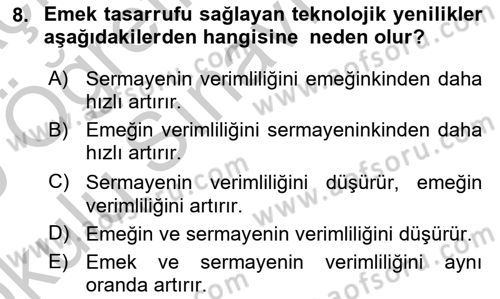 Uluslararası İktisat Teorisi Dersi 2018 - 2019 Yılı Yaz Okulu Sınav Soruları 8. Soru