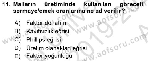 Uluslararası İktisat Teorisi Dersi Ara Sınavı Deneme Sınav Soruları 11. Soru