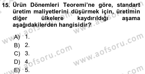 Uluslararası İktisat Teorisi Dersi Ara Sınavı Deneme Sınav Soruları 15. Soru