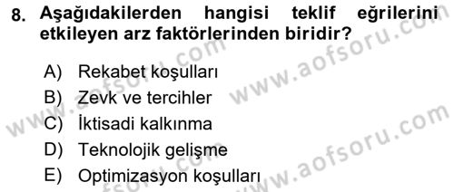 Uluslararası İktisat Teorisi Dersi Ara Sınavı Deneme Sınav Soruları 8. Soru