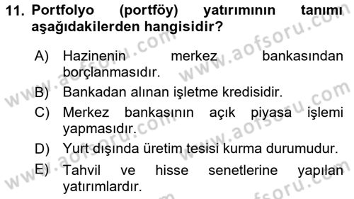 Uluslararası İktisat Teorisi Dersi 2019 - 2020 Yılı (Final) Dönem Sonu Sınav Soruları 11. Soru