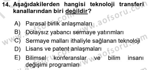 Uluslararası İktisat Teorisi Dersi 2019 - 2020 Yılı (Final) Dönem Sonu Sınav Soruları 14. Soru