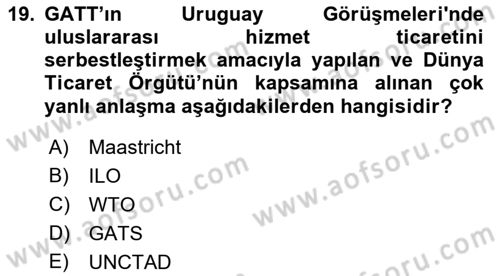 Uluslararası İktisat Teorisi Dersi 2019 - 2020 Yılı (Final) Dönem Sonu Sınav Soruları 19. Soru