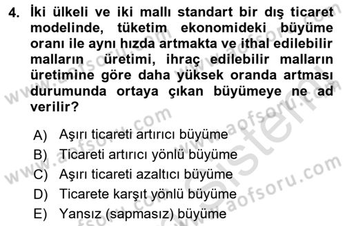 Uluslararası İktisat Teorisi Dersi 2019 - 2020 Yılı (Final) Dönem Sonu Sınav Soruları 4. Soru