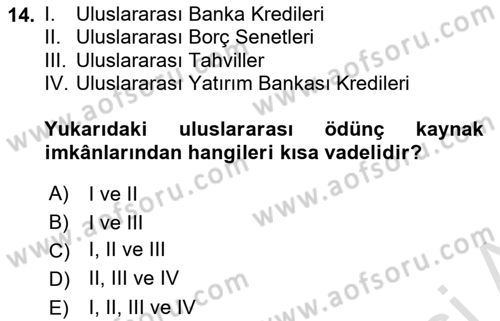 Uluslararası İktisat Teorisi Dersi 2020 - 2021 Yılı Yaz Okulu Sınav Soruları 14. Soru