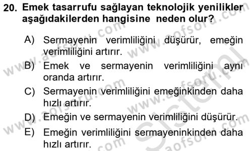 Uluslararası İktisat Teorisi Dersi 2021 - 2022 Yılı (Vize) Ara Sınav Soruları 20. Soru