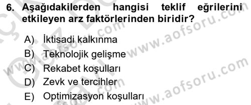 Uluslararası İktisat Teorisi Dersi Ara Sınavı Deneme Sınav Soruları 6. Soru