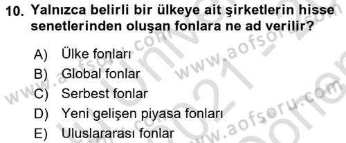 Uluslararası İktisat Teorisi Dersi 2021 - 2022 Yılı (Final) Dönem Sonu Sınav Soruları 10. Soru