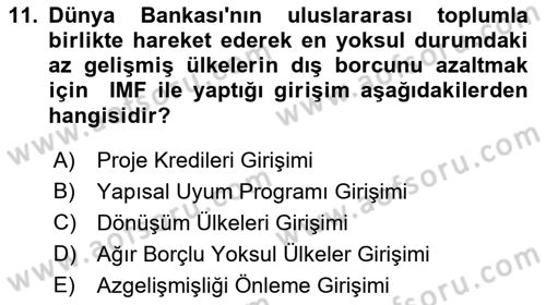 Uluslararası İktisat Teorisi Dersi 2021 - 2022 Yılı (Final) Dönem Sonu Sınav Soruları 11. Soru