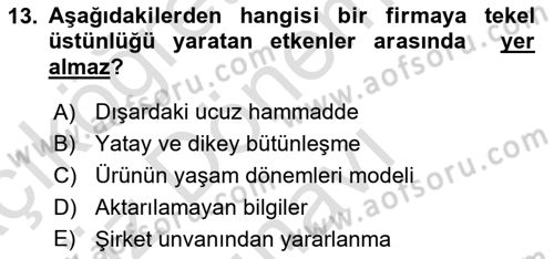 Uluslararası İktisat Teorisi Dersi 2021 - 2022 Yılı (Final) Dönem Sonu Sınav Soruları 13. Soru