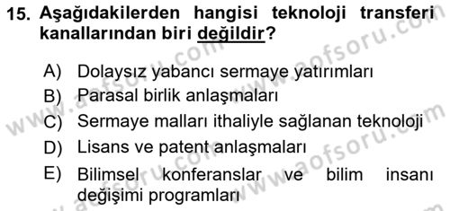 Uluslararası İktisat Teorisi Dersi 2021 - 2022 Yılı (Final) Dönem Sonu Sınav Soruları 15. Soru