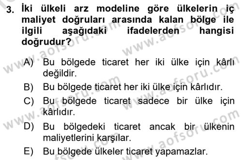 Uluslararası İktisat Teorisi Dersi 2021 - 2022 Yılı (Final) Dönem Sonu Sınav Soruları 3. Soru
