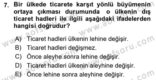 Uluslararası İktisat Teorisi Dersi 2021 - 2022 Yılı (Final) Dönem Sonu Sınav Soruları 7. Soru
