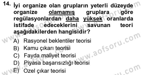 Kamu Ekonomisi 1 Dersi 2012 - 2013 Yılı (Vize) Ara Sınav Soruları 14. Soru