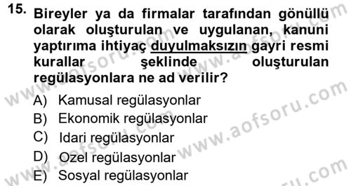 Kamu Ekonomisi 1 Dersi 2012 - 2013 Yılı (Vize) Ara Sınav Soruları 15. Soru