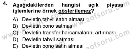 Kamu Ekonomisi 1 Dersi 2012 - 2013 Yılı (Vize) Ara Sınav Soruları 4. Soru