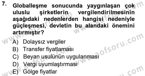 Kamu Ekonomisi 1 Dersi 2012 - 2013 Yılı (Vize) Ara Sınav Soruları 7. Soru