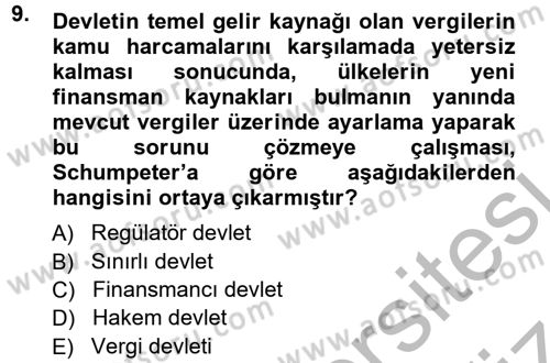 Kamu Ekonomisi 1 Dersi 2012 - 2013 Yılı (Vize) Ara Sınav Soruları 9. Soru