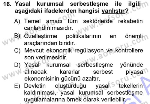 Kamu Ekonomisi 1 Dersi 2012 - 2013 Yılı (Final) Dönem Sonu Sınav Soruları 16. Soru
