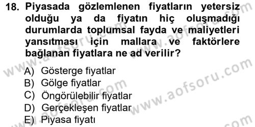 Kamu Ekonomisi 1 Dersi 2012 - 2013 Yılı (Final) Dönem Sonu Sınav Soruları 18. Soru