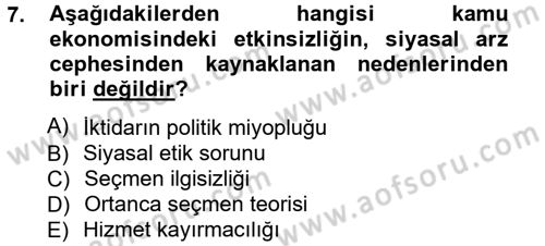 Kamu Ekonomisi 1 Dersi 2012 - 2013 Yılı (Final) Dönem Sonu Sınav Soruları 7. Soru