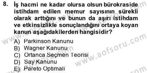 Kamu Ekonomisi 1 Dersi 2012 - 2013 Yılı (Final) Dönem Sonu Sınav Soruları 8. Soru