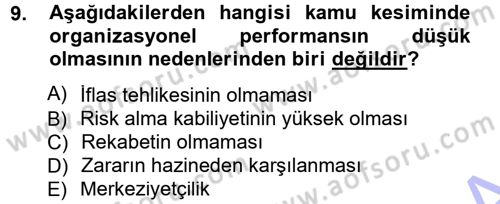 Kamu Ekonomisi 1 Dersi 2012 - 2013 Yılı (Final) Dönem Sonu Sınav Soruları 9. Soru