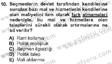 Kamu Ekonomisi 1 Dersi 2012 - 2013 Yılı Tek Ders Sınav Soruları 10. Soru