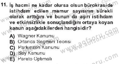 Kamu Ekonomisi 1 Dersi 2012 - 2013 Yılı Tek Ders Sınav Soruları 11. Soru