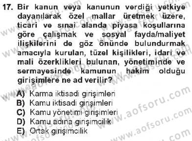 Kamu Ekonomisi 1 Dersi 2012 - 2013 Yılı Tek Ders Sınav Soruları 17. Soru
