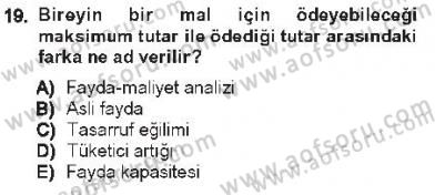 Kamu Ekonomisi 1 Dersi 2012 - 2013 Yılı Tek Ders Sınav Soruları 19. Soru